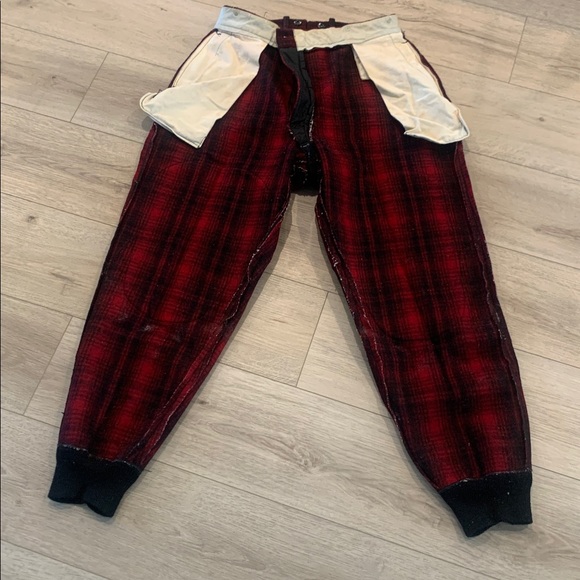 Woolrich 40’s-50’s VINTAGE 100% Wool Red Buffalo Plaid Men's Hunting Pants - Picture 11 of 14